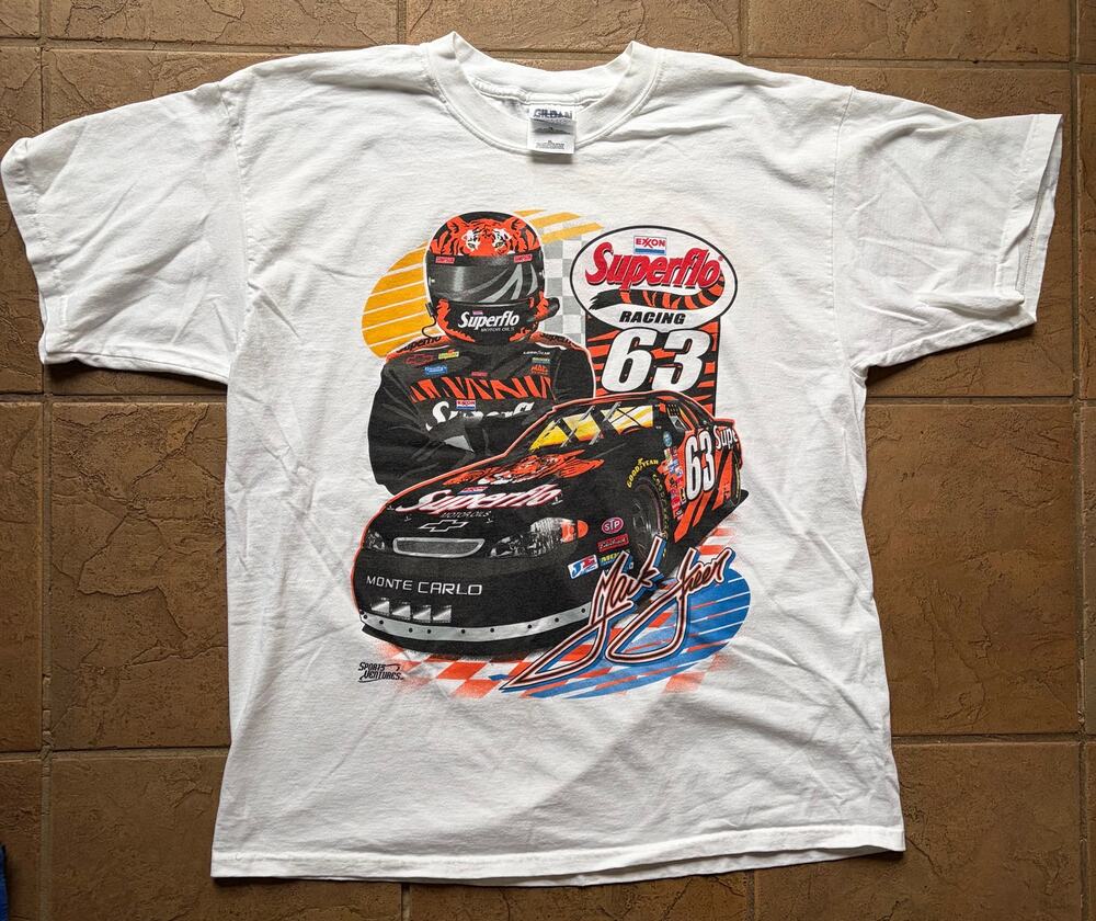 Vintage 2000 Mark Green #63 Exxon Superflo Racing NASCAR T-Shirt XL Gildan